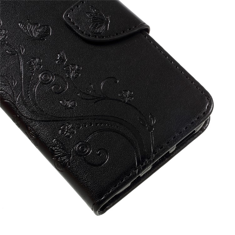 Imprinted Flora Butterflies Wallet Leather Protective Case for Samsung Galaxy S8 Plus - Black-8