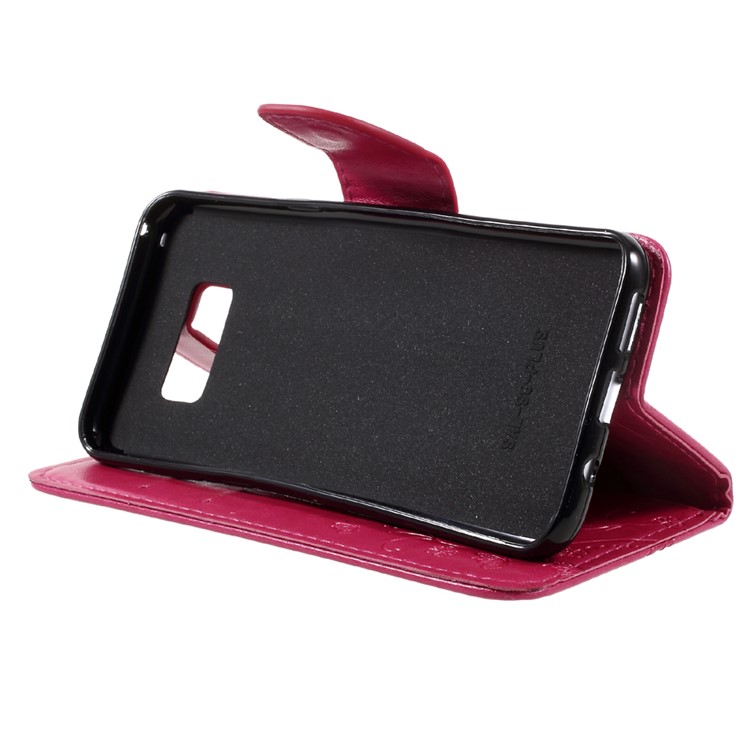 Imprinted Flora Butterflies Wallet Stand Leather Protective Case with Strap for Samsung Galaxy S8 Plus - Rose-4