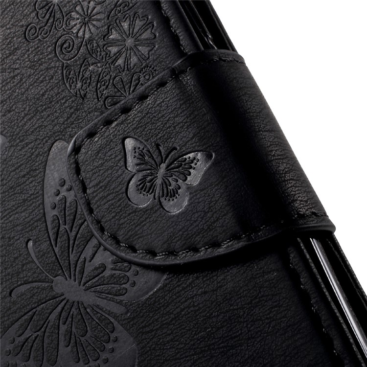 Imprinted Butterfly Flowers Wallet Leather Stand Case for Samsung Galaxy S8 Plus - Black-7
