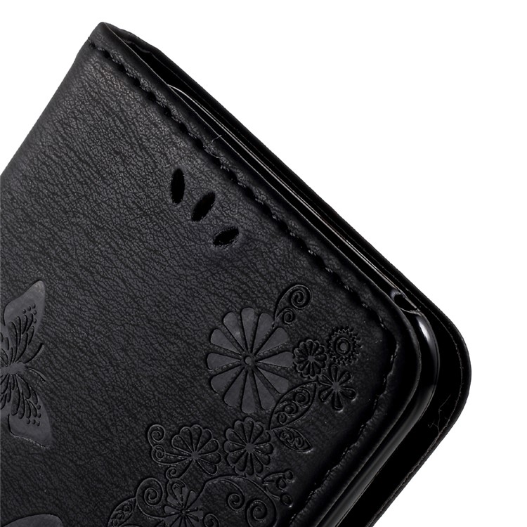Imprinted Butterfly Flowers Wallet Leather Stand Case for Samsung Galaxy S8 Plus - Black-8