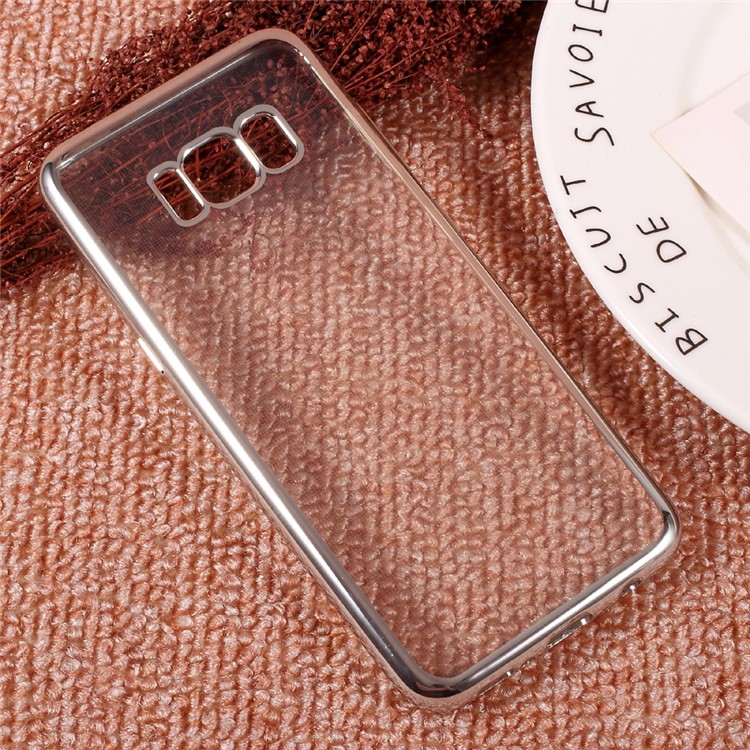Electroplating Edge Clear TPU Phone Case for Samsung Galaxy S8 - Silver-3
