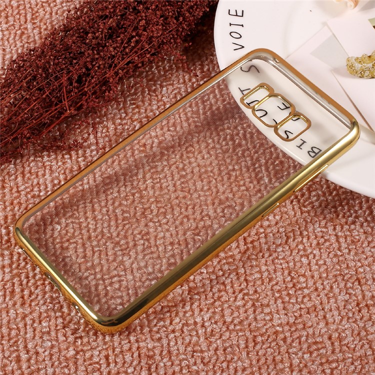 Electroplating Edge Clear TPU Phone Accessories Case for Samsung Galaxy S8 - Gold-1