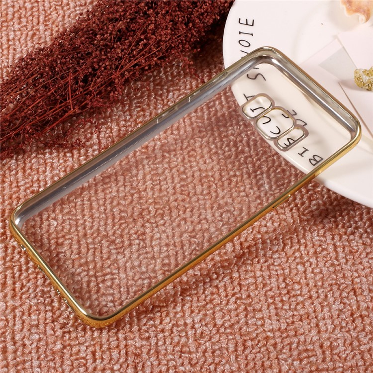 Electroplating Edge Clear TPU Phone Accessories Case for Samsung Galaxy S8 - Gold-2