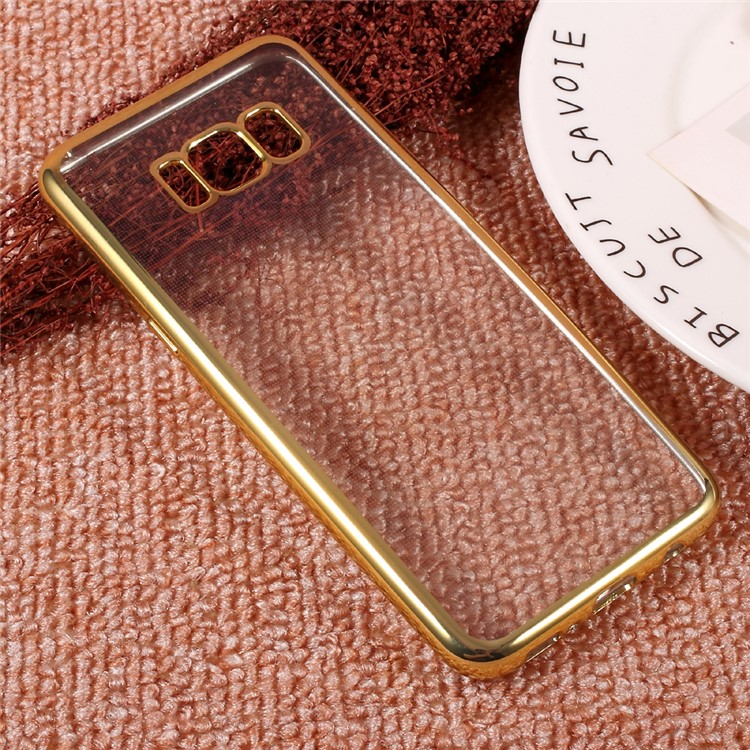 Electroplating Edge Clear TPU Phone Accessories Case for Samsung Galaxy S8 - Gold-3