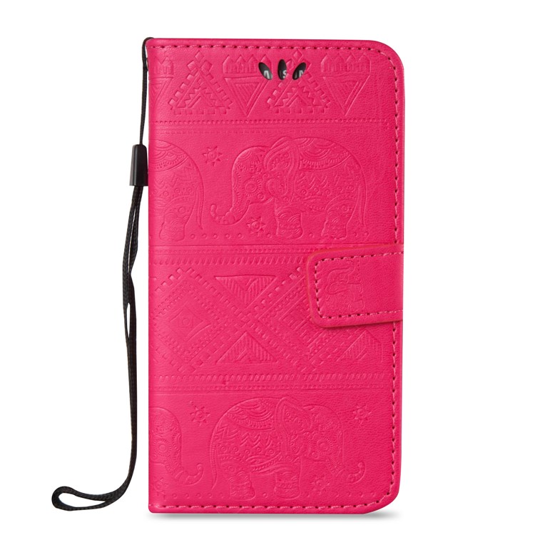 Imprint Elephant Geometric Pattern Leather Wallet Case for Samsung Galaxy S7 SM-G930 - Rose-2