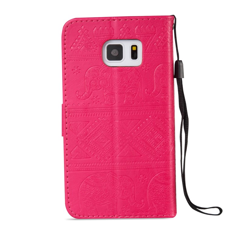 Imprint Elephant Geometric Pattern Leather Wallet Case for Samsung Galaxy S7 SM-G930 - Rose-3