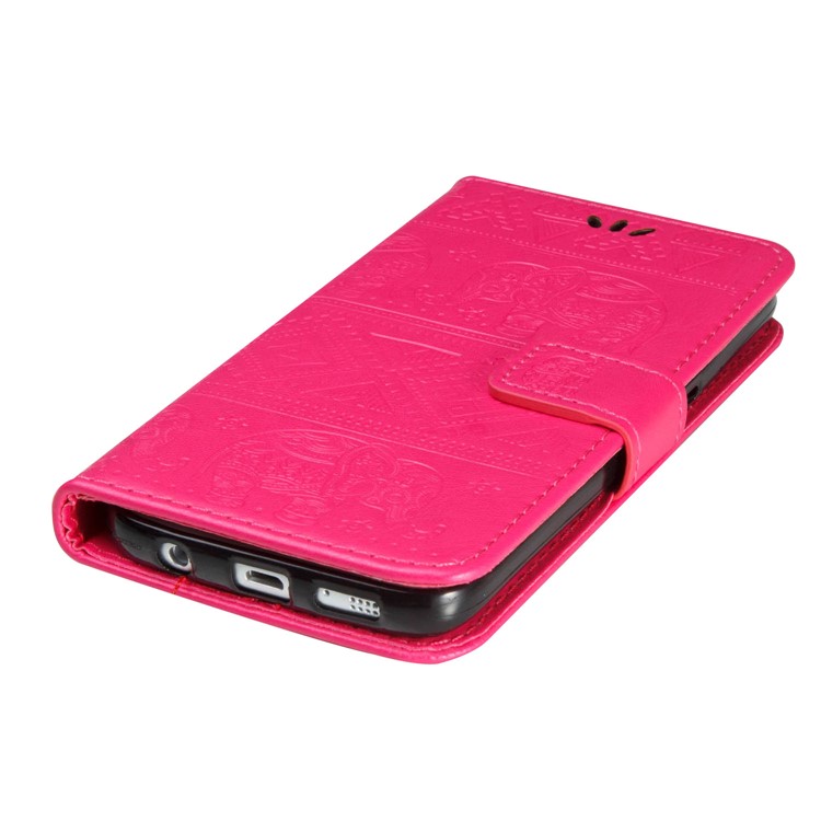 Imprint Elephant Geometric Pattern Leather Wallet Case for Samsung Galaxy S7 SM-G930 - Rose-7