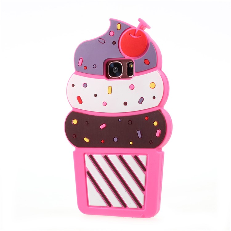 3D Cherry Ice Cream Silicone Mobile Phone Case for Samsung Galaxy S7 edge SM-G935 - Rose-2