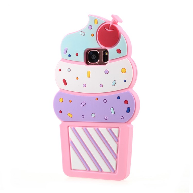 3D Cherry Ice Cream Silicone Phone Shell for Samsung Galaxy S7 edge SM-G935 - Pink-2