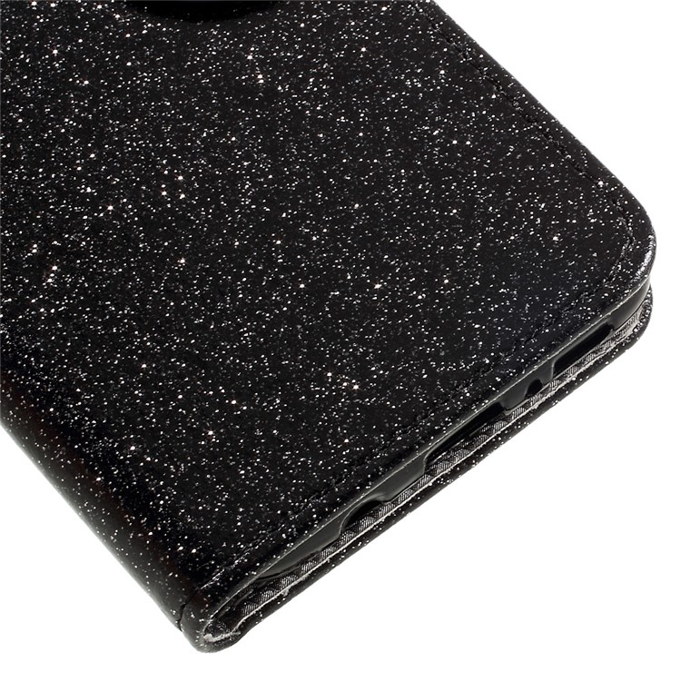 Glittery Smooth Leather Wallet Cell Phone Cover for Samsung Galaxy S8 - Black-4