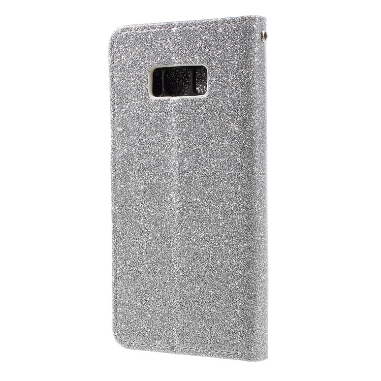 Glittery Smooth Leather Stand Wallet Flip Case Phone Accessory for Samsung Galaxy S8 - Silver-2