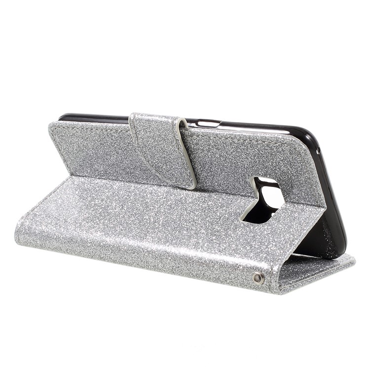 Glittery Smooth Leather Stand Wallet Flip Case Phone Accessory for Samsung Galaxy S8 - Silver-5