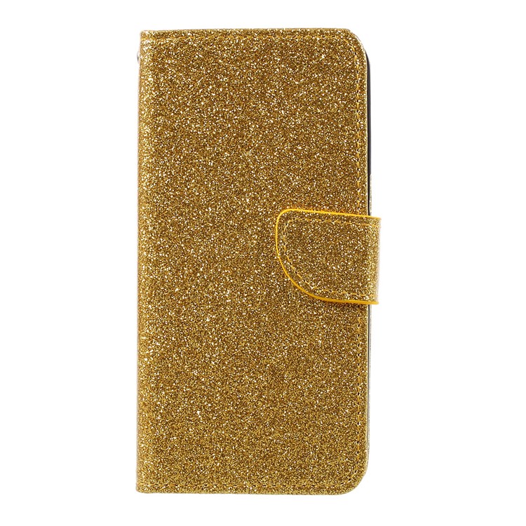 Smooth Glitter Leather Wallet Flip Cover Case for Samsung Galaxy S8 - Gold-3