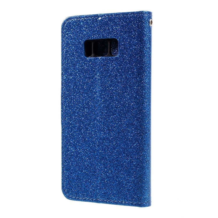 Glittery Smooth PU Leather Card Slots Case Stand for Samsung Galaxy S8 - Blue-2