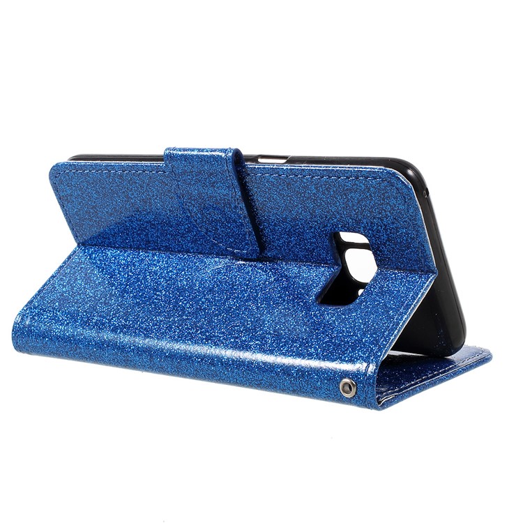 Glittery Smooth PU Leather Card Slots Case Stand for Samsung Galaxy S8 - Blue-5