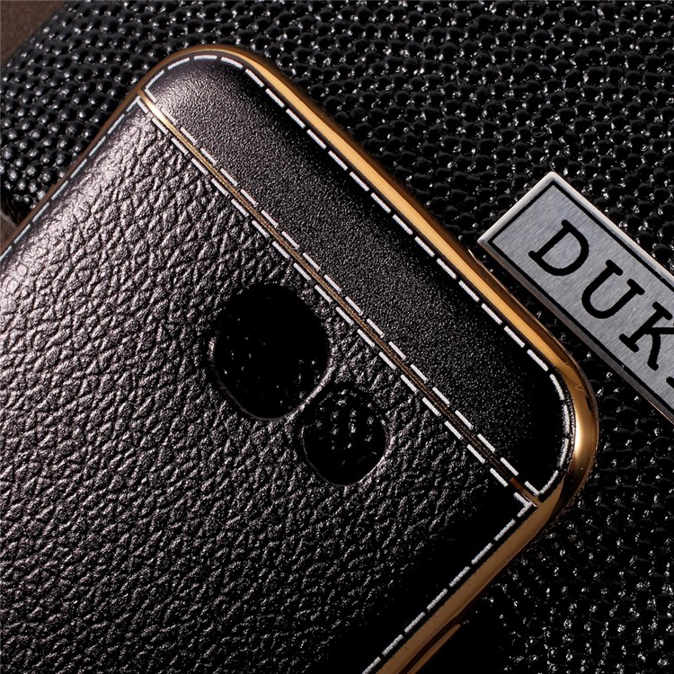 Lychee Grain Leather Coated Plating TPU Back Case for Samsung Galaxy A3 (2017) - Black-4