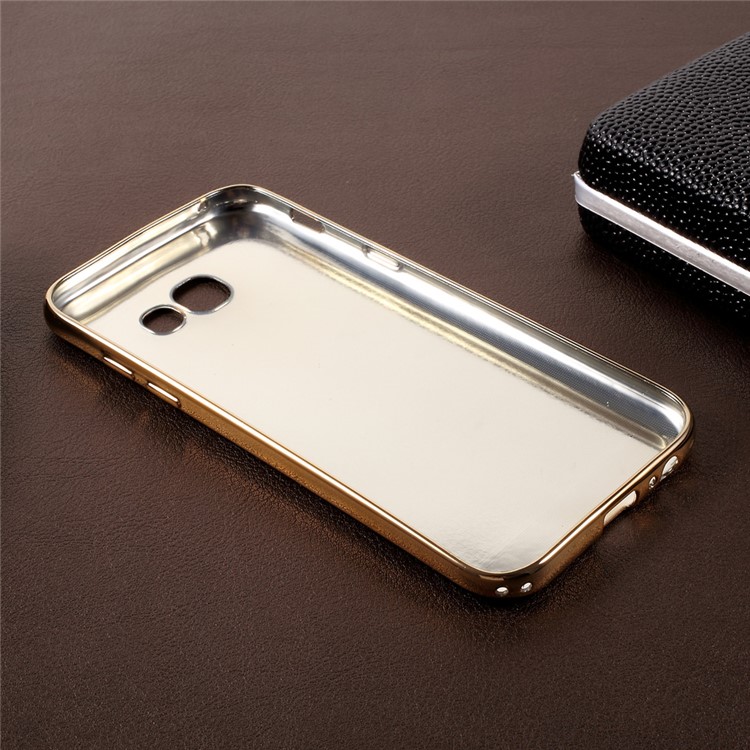 Lychee Grain Leather Coated Plating TPU Back Case for Samsung Galaxy A3 (2017) - Black-5