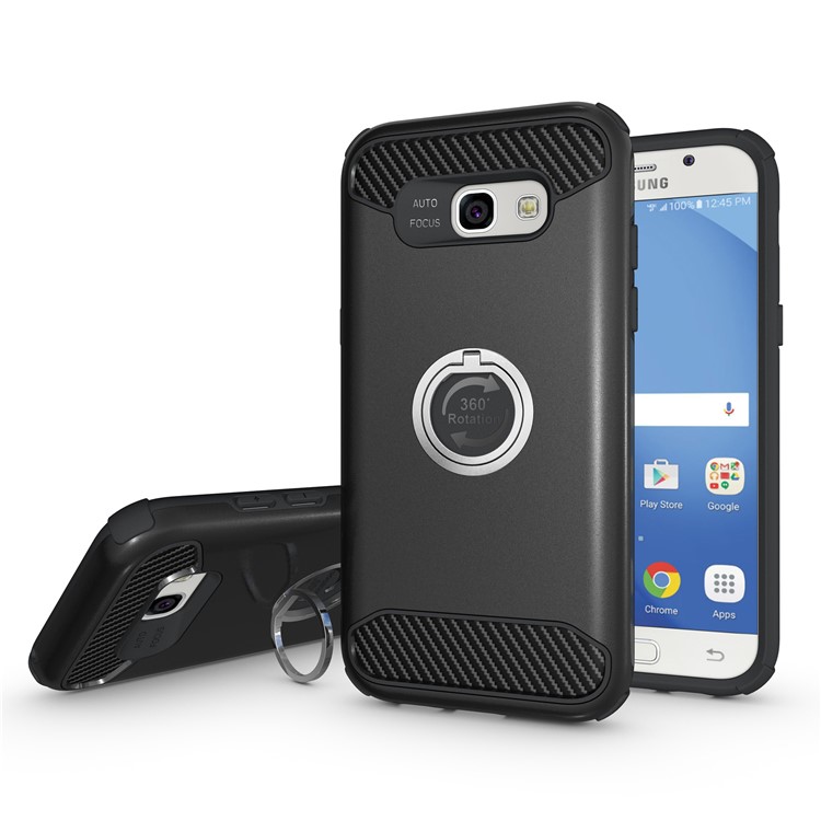 Metal Ring Holder Kickstand PC + TPU Hybrid Case for Samsung Galaxy A5 (2017) A520 - Black-1
