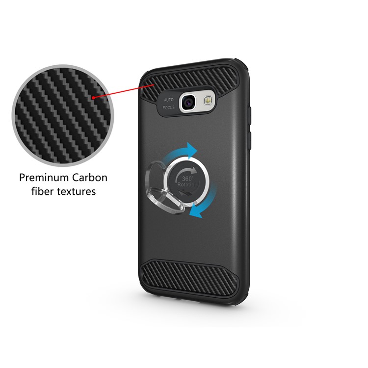 Metal Ring Holder Kickstand PC + TPU Hybrid Case for Samsung Galaxy A5 (2017) A520 - Black-10