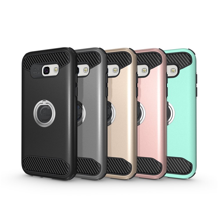 Metal Ring Holder Kickstand PC + TPU Hybrid Case for Samsung Galaxy A5 (2017) A520 - Black-11