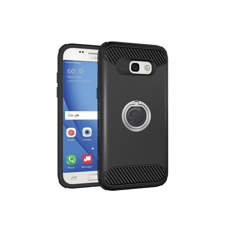 Metal Ring Holder Kickstand PC + TPU Hybrid Case for Samsung Galaxy A5 (2017) A520 - Black-2
