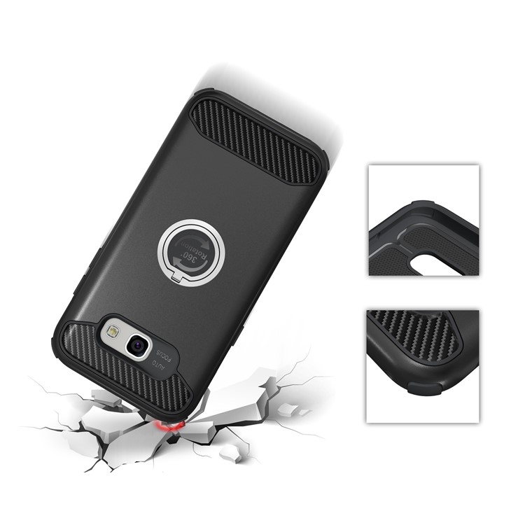 Metal Ring Holder Kickstand PC + TPU Hybrid Case for Samsung Galaxy A5 (2017) A520 - Black-4