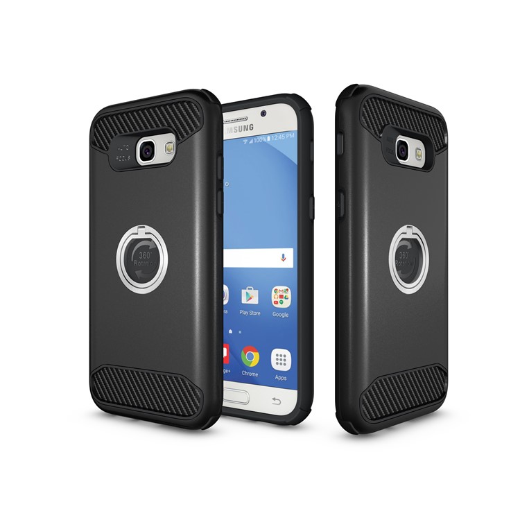 Metal Ring Holder Kickstand PC + TPU Hybrid Case for Samsung Galaxy A5 (2017) A520 - Black-8