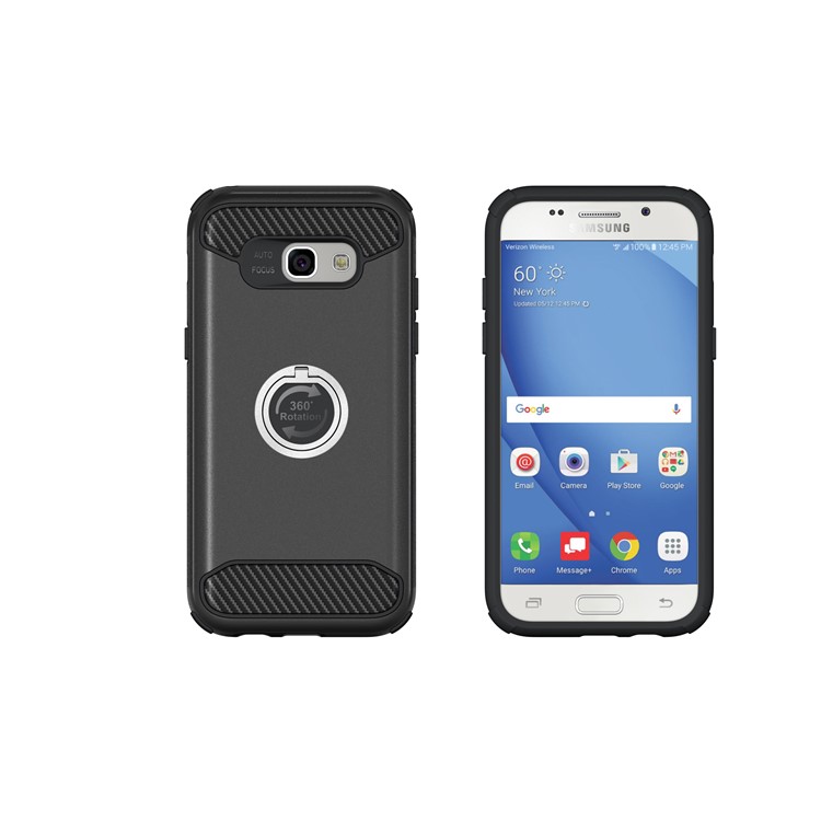 Metal Ring Holder Kickstand PC + TPU Hybrid Case for Samsung Galaxy A5 (2017) A520 - Black-9