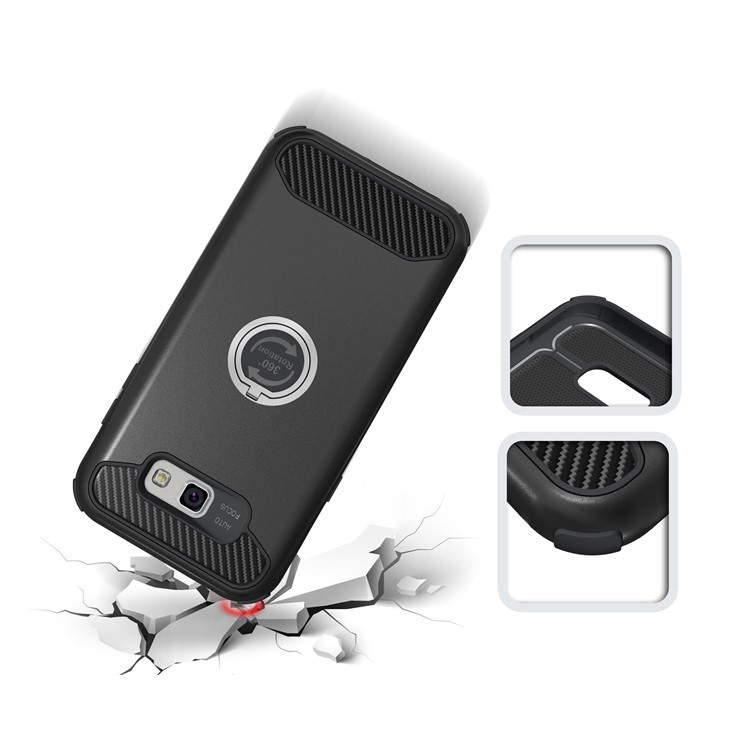 Metal Ring Holder Kickstand Hybrid PC + TPU Phone Case for Samsung Galaxy A7 (2017) A720 - Black-6