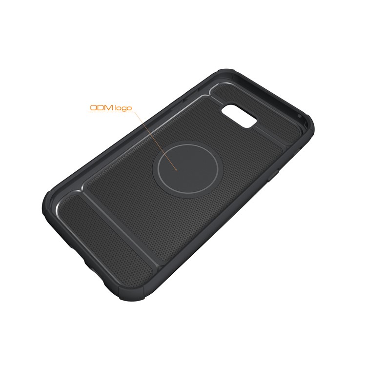 Metal Ring Holder Kickstand Hybrid PC + TPU Phone Case for Samsung Galaxy A7 (2017) A720 - Black-9