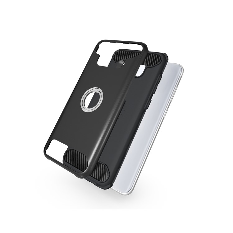 For Samsung Galaxy S8 Plus G955 Metal Ring Holder Kickstand PC + TPU Hybrid Phone Case - Black-4