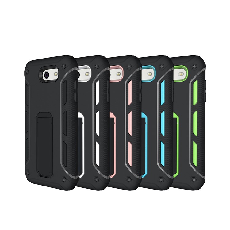 For Samsung Galaxy J3 Emerge/J3 Prime/J3 (2017) Kickstand PC + TPU Mobile Case - Black-12