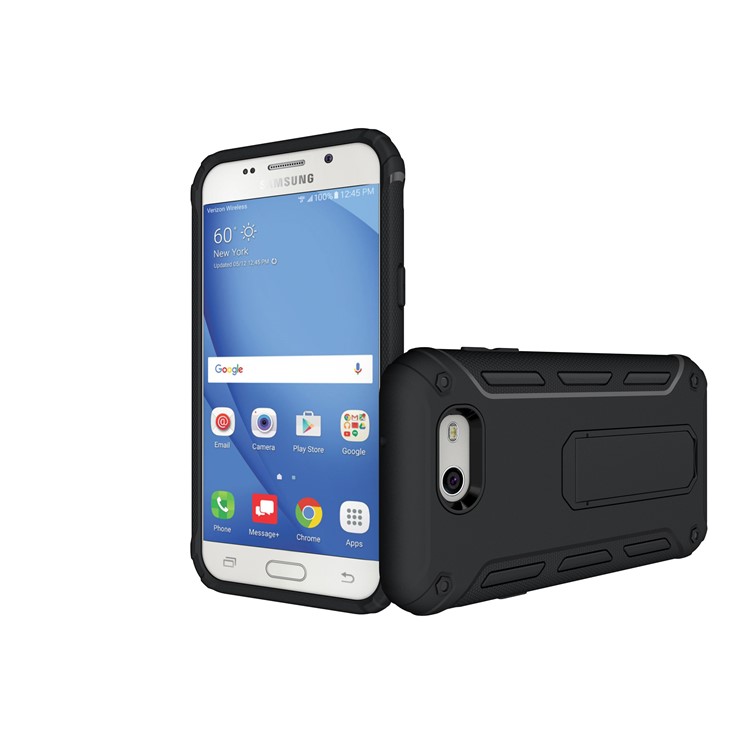 For Samsung Galaxy J3 Emerge/J3 Prime/J3 (2017) Kickstand PC + TPU Mobile Case - Black-4