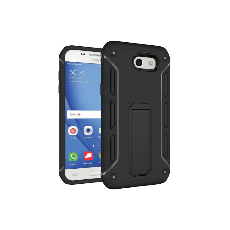 For Samsung Galaxy J3 Emerge/J3 Prime/J3 (2017) Kickstand PC + TPU Mobile Case - Black-6