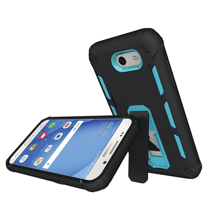 Kickstand PC + TPU Hybrid Case Mobile Accessory for Samsung Galaxy J3 Emerge/J3 Prime/J3 (2017) - Blue-1