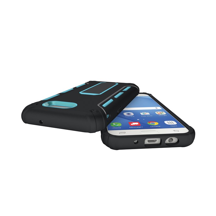 Kickstand PC + TPU Hybrid Case Mobile Accessory for Samsung Galaxy J3 Emerge/J3 Prime/J3 (2017) - Blue-4