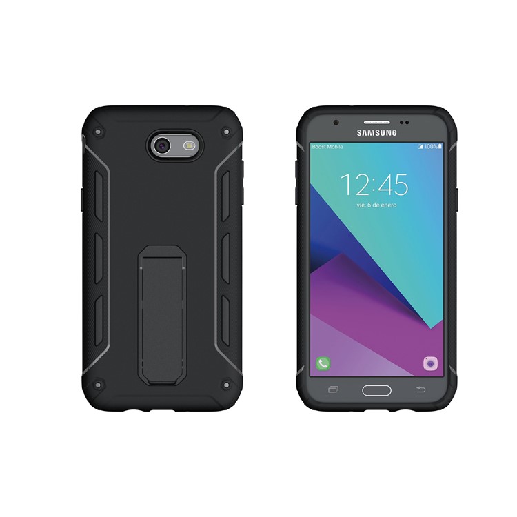 For Samsung Galaxy J7 (2017) Supporting Kickstand PC + TPU Hybrid Mobile Case - Black-2