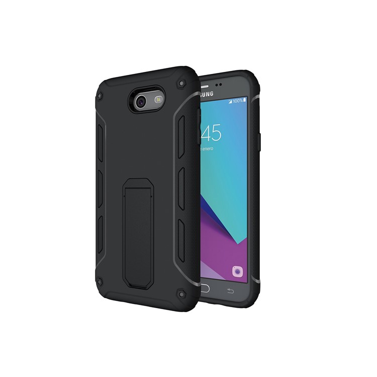 For Samsung Galaxy J7 (2017) Supporting Kickstand PC + TPU Hybrid Mobile Case - Black-3