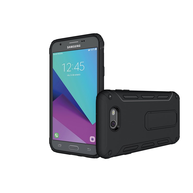 For Samsung Galaxy J7 (2017) Supporting Kickstand PC + TPU Hybrid Mobile Case - Black-4