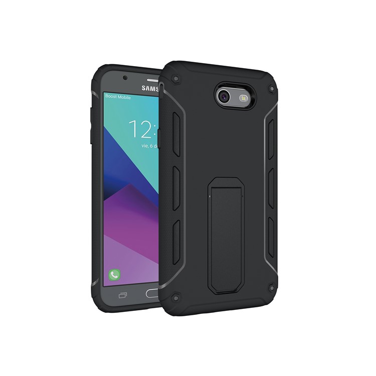 For Samsung Galaxy J7 (2017) Supporting Kickstand PC + TPU Hybrid Mobile Case - Black-6