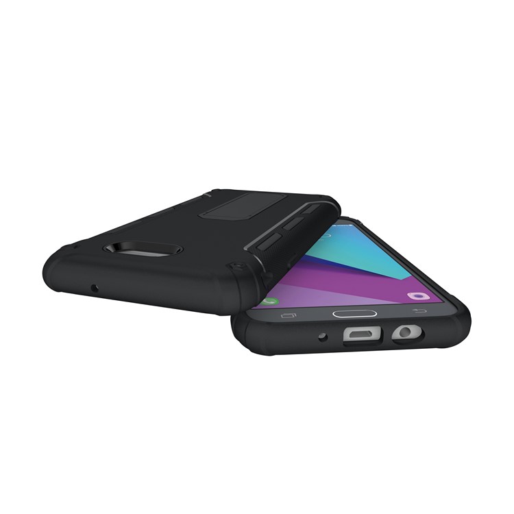 For Samsung Galaxy J7 (2017) Supporting Kickstand PC + TPU Hybrid Mobile Case - Black-8