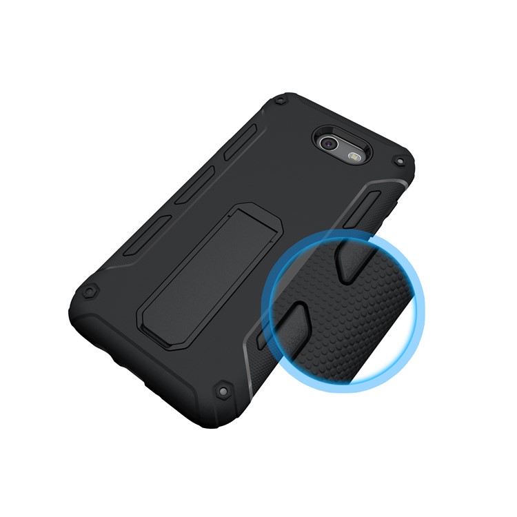 For Samsung Galaxy J7 (2017) Supporting Kickstand PC + TPU Hybrid Mobile Case - Black-9