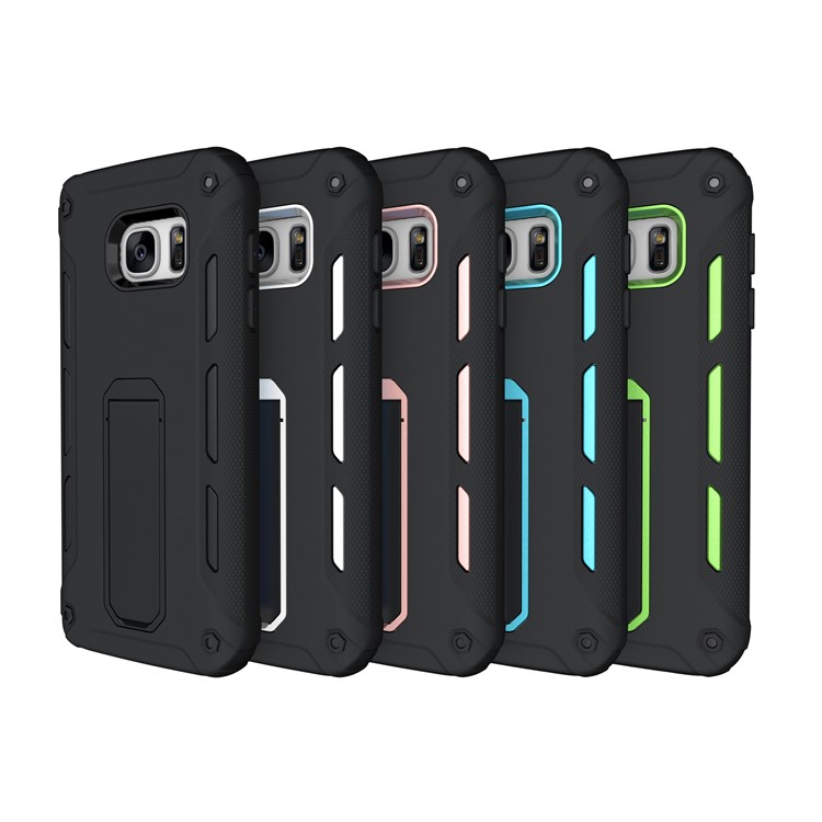 Supporting Kickstand PC + TPU Hybrid Case Phone Accessory for Samsung Galaxy S7 G930 - Blue-10