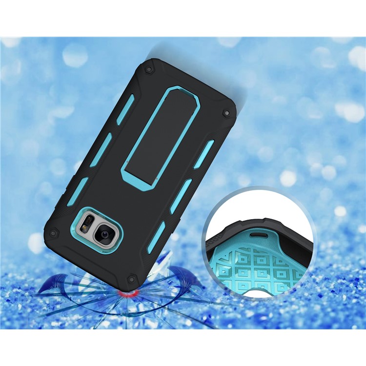 Supporting Kickstand PC + TPU Hybrid Case Phone Accessory for Samsung Galaxy S7 G930 - Blue-4