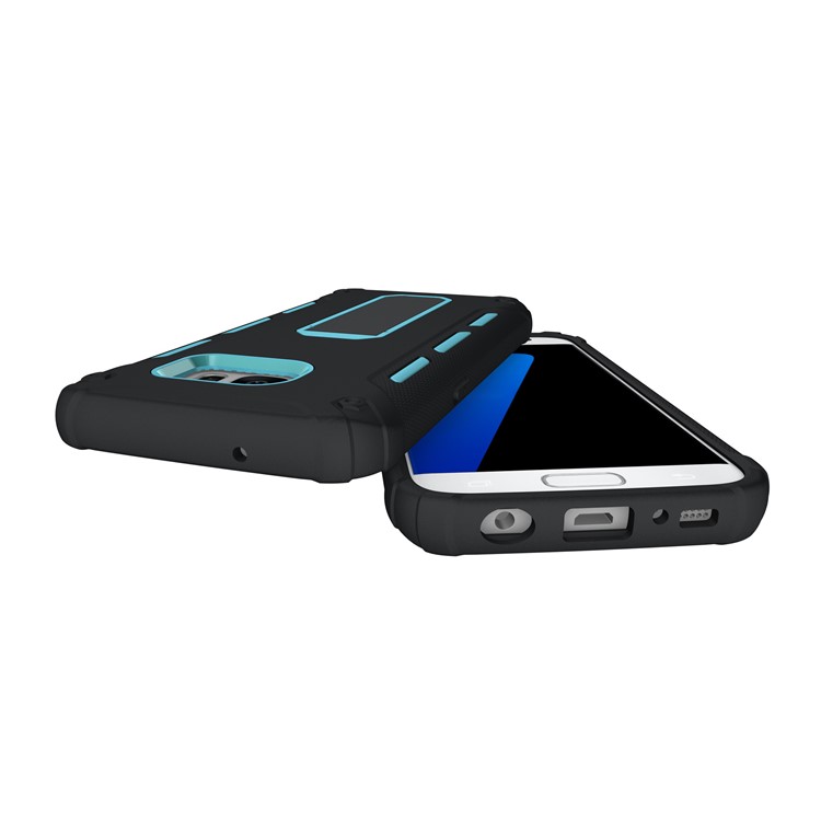 Supporting Kickstand PC + TPU Hybrid Case Phone Accessory for Samsung Galaxy S7 G930 - Blue-5