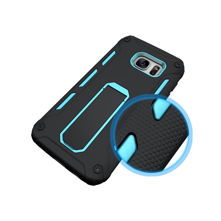 Supporting Kickstand PC + TPU Hybrid Case Phone Accessory for Samsung Galaxy S7 G930 - Blue-6