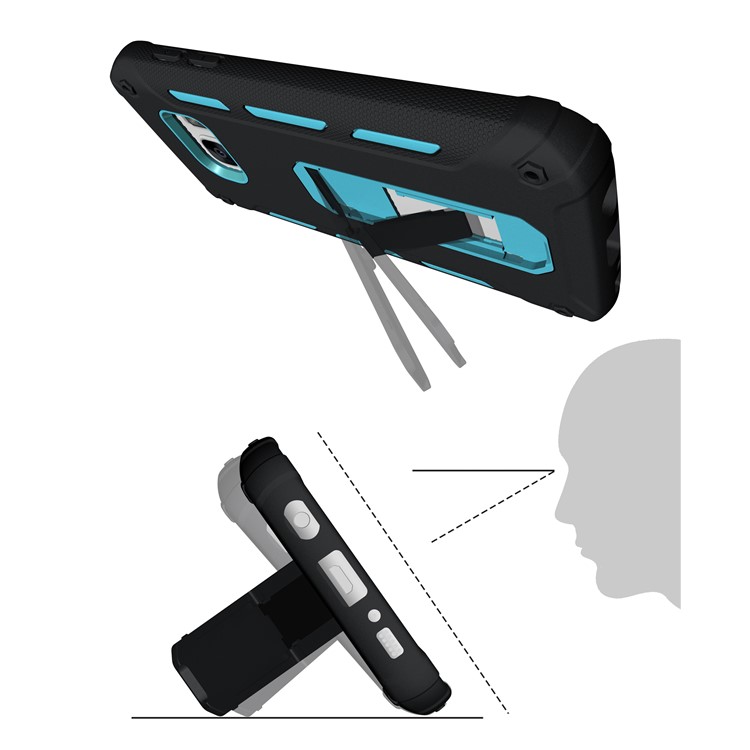 Supporting Kickstand PC + TPU Hybrid Case Phone Accessory for Samsung Galaxy S7 G930 - Blue-9