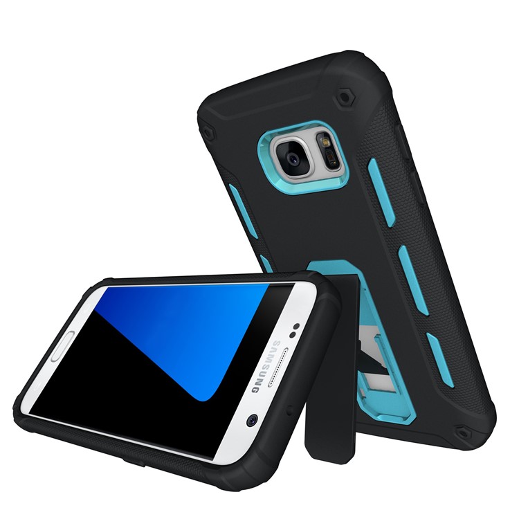 Supporting Kickstand PC + TPU Hybrid Case Phone Accessory for Samsung Galaxy S7 Edge G935 - Blue-1