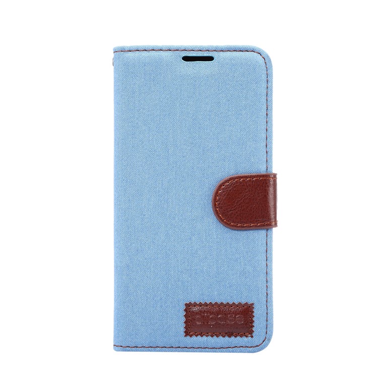 Jeans Cloth PU Leather Card Holder Stand Phone Case for Samsung Galaxy A7 (2017) A720 - Baby Blue-2