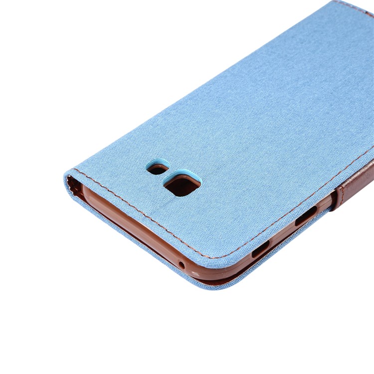 Jeans Cloth PU Leather Card Holder Stand Phone Case for Samsung Galaxy A7 (2017) A720 - Baby Blue-6